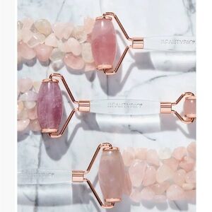 BEAUTYBIO Rose Quartz Crystal Roller - Face, Eye, and Body De-Puffing Tool